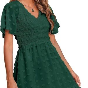 BTFBM Chic Forest Green Textured Mini Dress